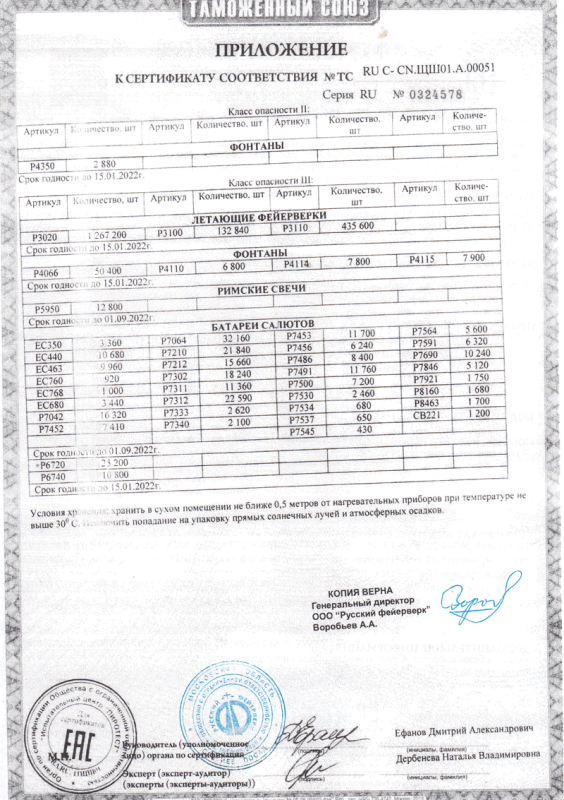 Сертификат соответствия № 0324578  - Волгореченск | volgorechensk.salutsklad.ru 